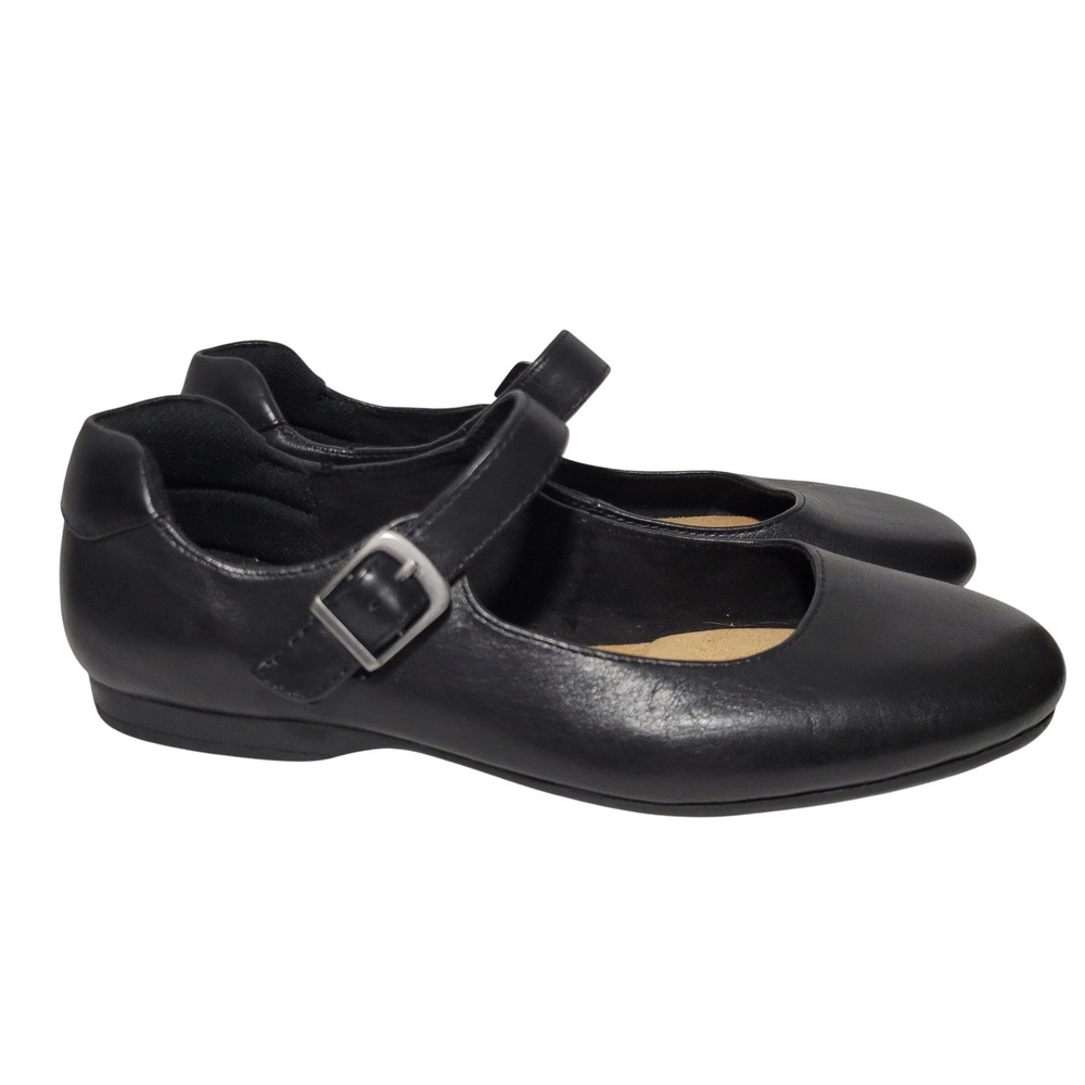 Comfortiva Mary Jane Shoe Women 8.5 Wide Black Leather Memory Foam Pillowtop NEW